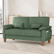 AAQZ 71-Inch Corduroy Loveseat Sofa, Mid-Century Modern, Green, Ergonomic Design, Reinforced Frame