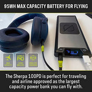 Goal Zero Sherpa 100PD Portable Power Bank, 100W USB-C Power Delivery, 15W Wireless Charging, Aluminum Unibody, Protective Sleeve, 95Wh GZ22220