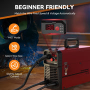 ARCCAPTAIN MIG130 130Amp 3-in-1 MIG Welder with Flux Core Gasless MIG, Lift TIG, Stick Welding, Synergic Control, Portable, 110V