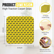 Emson Alien Tape Rug Gripper Carpet Tape, 12-Pack, 4x4 in, Double-Sided, Reusable, Anti-Slip for Hardwood and Tile Floors, 6543