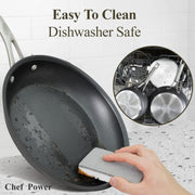 Chef Power Cookware Set, 4 Pieces, Hard Anodized Nonstick, Black, Stainless Steel Handles, Oven Safe, Dishwasher Safe