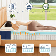 STOENOE Queen Size Hybrid Mattress, 10 Inch Euro Top, Memory Foam with Pocketed Coil, Medium Comfort, Strong Edge Support