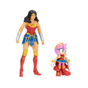 Jakks Pacific DC x Sonic The Hedgehog Amy as Wonder Woman 2.5 Inch and Wonder Woman 5 Inch Action Figures Multipack 430934-V1