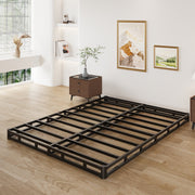 Lutown-Teen Queen Box Spring Bed Base, 6 Inch Heavy Duty Metal Mattress Foundation, Noise Free, Black Fabric Cover, 3000 lb Capacity, Foldable, Easy Assembly