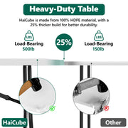 HaiCube 6FT Folding Table, Heavy-Duty Waterproof HDPE Tabletop, Steel Frame, Foldable Portable Table for Indoor and Outdoor Use, White