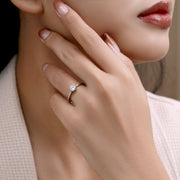 JeenMata Lab Grown Diamond Solitaire Engagement Ring, 0.75 Carat Round Cut, 18K White Gold Over Silver