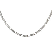 Brilliance Sterling Silver Figaro Chain Pave Wire, 24inch White Color, Necklace - Elegant Design
