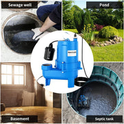 FOTING Submersible Sewage Pump, Heavy-Duty Cast Iron, 1.5HP PSC Motor, 9000 GPH, 2
