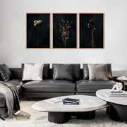 TOARTi Moody Dark Orange Floral Framed Canvas Wall Art Set, Minimalist Botanical Design, 16x24 in, Pack of 3