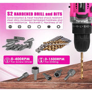 Hoey 21V Cordless Power Drill Set, 3/8 Inch Keyless Metal Chuck, 25+3 Clutch, Built-in LED Work Light, 34-Piece Accessory Kit