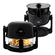 Aria 4Qt Flip Air Fryer with Touchscreen Controls, Borosilicate Glass Basket and Sear Pan, Toxin-Free, Dishwasher Safe, AW1-200