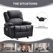 JONPONY WT1125-BROWN Massage Rocker Recliner Chair with Vibration Massage, Heat Therapy, PU Leather, USB Port, Cup Holders, Brown