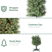 Holiday Time 7' Pre-Lit Shelton Cashmere Pencil Fir Green Artificial Christmas Tree with Warm White LED Lights