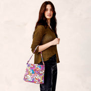 Vera Bradley Featherweight Original Hipster Crossbody Shoulder Bag, Lightweight Recycled Nylon, Water-Repellent, Geometric Flutter Purple, One Size, 50328-20081