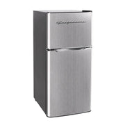 Frigidaire EFR451-C 4.5 Cu. Ft. 2 Door Mini Fridge w/Top-Mount Freezer, Platinum Finish, Chrome Trim, Slide-Out Shelves