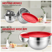 TINANA MBS6pack-006 Stainless Steel Mixing Bowls Set, 6Pack-Multi