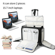 BatlFrist Rolling Teacher Tote Bag with Five 360-Degree Swivel Wheels, Detachable Trolley, YKK Zippers, Fits 15.6 Inch Laptop, Black