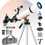 BEBANG 8026 Refractor Telescope, 70mm Aperture, 500mm Focal Length, 20X-150X Magnification, Adjustable Aluminum Tripod, Smartphone Adapter, Moon Filters