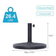 Abble Outdoor Patio Market Umbrella Base, Heavy Duty 26.5 lb Resin Stand, Hand-Painted Matte Black, Fits 1.2 to 1.9 in Poles