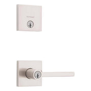 Kwikset Halifax Satin Nickel Keyed Entry Lever and Single Cylinder Deadbolt Combo Pack with SmartKey Security, Microban Protection, 99910-067