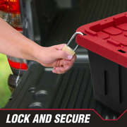 Hyper Tough 206253 Stackable Snap Lid Plastic Storage Bin Black Base/Red Lid Set of 4 (27 Gallon)