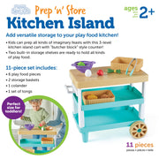 Learning Resources New Sprouts Prep 'n' Store Kitchen Island Play Food Set, Multi-Colored, 11 Pieces, Ages 2+, LER9752