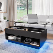 Hommpa LX008021 Lift Top Coffee Table with Hidden Compartment High Gloss Black