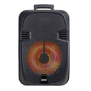 QFX Portable Bluetooth Party Speaker, 12 Inch Woofer, LED Party Lights, Wireless Microphone, USB/TF Player, FM Radio, 5 Band Equalizer, Black, PBX-1206