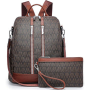 VANSARTO Backpack Purse for Women Vegan Leather Travel Backpack with Wristlet, Coffee/Brown