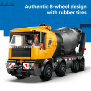 LEGO City Cement Mixer Truck Building Toy with Rotating Drum, 371 Pieces, Multicolor, Ages 7+, Includes 3 Minifigures, 60478