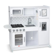 Melissa & Doug 4338 Wooden Chef's Pretend Play Toy Kitchen With ''Ice'' Cube Dispenser, Cloud White