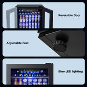 Simzlife Beverage Refrigerator Cooler, 2.6 Cu Ft, 100 Can Capacity, Black, BR-95