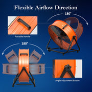 PRO CHOICE 24 in Industrial Drum Fan, 9260 CFM High Velocity Floor Fan, 3 Speed Air Circulator, 180 Tilt, Orange, FGD-24T-1
