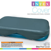 Intex Rectangular Pool Cover, Durable UV-Resistant Vinyl, Fits 120x72 in Pools, 20 in Overhang, Drawstring Ties, Floating Design