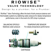 Riobel Equinox 1/2 Thermostatic Pressure Balance Shower Trim with 5-Function Diverter, Black, TEQ45BK
