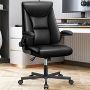 Coolhut LX-8088 Black Ergonomic Office Chair with Back Support, Flip-Up Armrests, and Wheels