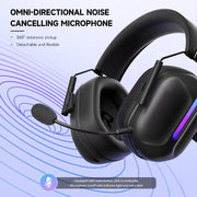 Ecomoment Wireless Gaming Headphones, 2.4 GHz USB and Bluetooth 5.2, 7.1 Virtual Surround Sound, Detachable Microphone