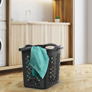 Home Logic 2 Bushel Plastic Laundry Basket, Gray, Diamond Pattern, Silver Handles, 2 Pack