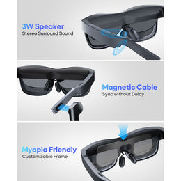 Fangor FGAR10 AR Glasses Smart Glasses with 201 Inch Micro OLED Virtual Theater 1080P 3D Movie 50 FOV 400 Nits Brightness