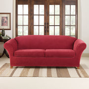 Sure Fit Stretch Piqu 2 Seat Individual Cushion Sofa Covers - GARNET ONE SIZE