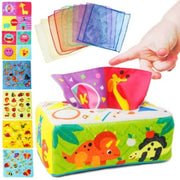K L D Store Baby Toys 6 to 12 Months - Tissue Box Toy Montessori for Babies 6-12 Months Soft Stuffed High Contrast Crinkle Infant Sensory Toys Boys&Girls Kids