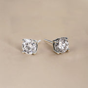 JeenMata Lab Grown Diamond Earrings 0.50 Carat Round Cut 18K White Gold Plated Brass Solitaire Studs for Women