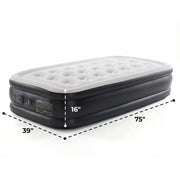 Alvantor Air Mattress with Built-in Electric Pump, Comfort Flocking Top, Honeycomb Support, Black, Twin and Queen Sizes