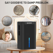BEDRED Dehumidifier, 95Oz Capacity, Thermoelectric Cooling, Automatic Shutoff, Sleep Mode, 7-Color Ambient Light, Black, CT11
