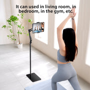 Hanru Tablet Floor Stand, Height Adjustable to 69 in, 360 Rotatable, Arm Stretchable Holder for 4 to 12.9 in Devices, Black