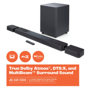 JBL Bar 1300X 11.1.4-Channel Soundbar with Detachable Surround Speakers, Dolby Atmos, DTS:X, Black