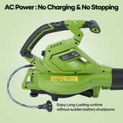 GASKY 3-in-1 Leaf Blower Vacuum Mulcher, 120V 12Amp, 495 CFM, 199 MPH, 6 Speeds, Easy-Wheel Walk-Behind, 12-Gallon Collection Bag, Green