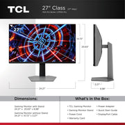 TCL 27P2A Pro 27in QHD Mini-LED Gaming Monitor, 320Hz Refresh Rate, HDR800 Brightness, 1ms GTG Response, AMD FreeSync Premium, Adjustable Stand, VESA Mount Compatible