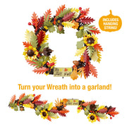 Brickcraft Harvest Wreath Brick Building Kit, 382 Pieces | DIY Autumn & Halloween Home Dcor | 2-in-1 Fall Wreath & Garland Craft | Festive Thanksgiving Decoration Gift for Kids & Adults, Ages 8+