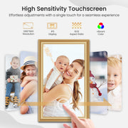 RCA Uhale WiFi Digital Photo Frame, 10.1 Inch 1080p HD IPS Touch Screen, 32GB Storage, USB SD Slot, Auto Rotate, Wall Mountable, Gold